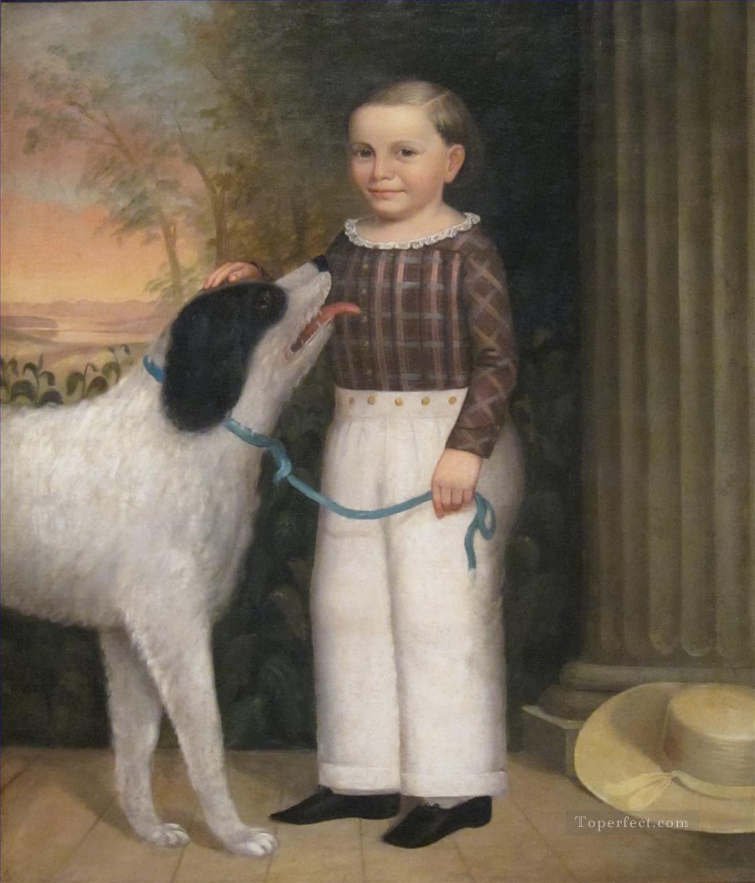 Garçon avec un chien Charles Soule Peintures à l'huile